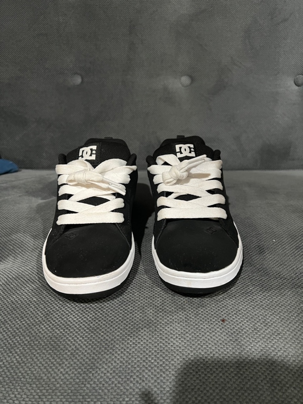 DC Kids Black and White Lace-Up Skate Sneakers